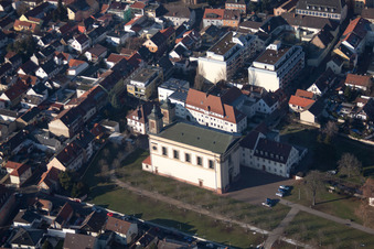 District Oggersheim in Ludwigshafen am Rhein in the state Rhineland-Palatinate, Germany from the plane