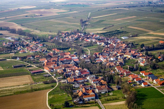 Aerial view of Village from the west in Dierbach in the state Rhineland-Palatinate, Germany