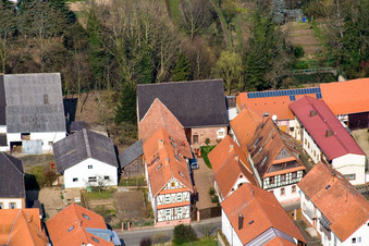 Aerial photograpy of Main Street in Dierbach in the state Rhineland-Palatinate, Germany