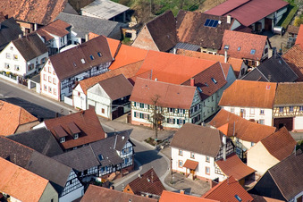 Main Street in Dierbach in the state Rhineland-Palatinate, Germany from above