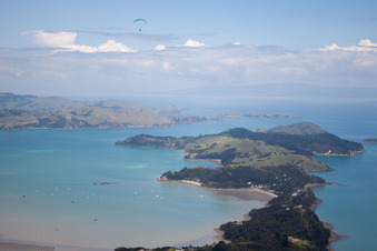 Aerial view of Driving Creek in the state Waikato, New Zealand