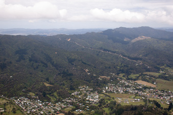 Driving Creek in the state Waikato, New Zealand from above