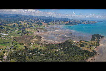 Aerial photograpy of District Preece Point in Coromandel in the state Waikato, New Zealand