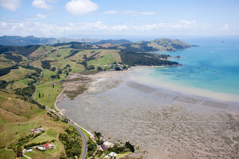 District Te Kouma in Coromandel in the state Waikato, New Zealand from above