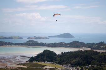 Aerial view of District Wyuna Bay in Coromandel in the state Waikato, New Zealand