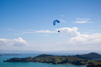 Oblique view of District Wyuna Bay in Coromandel in the state Waikato, New Zealand