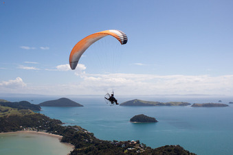 District Wyuna Bay in Coromandel in the state Waikato, New Zealand seen from above