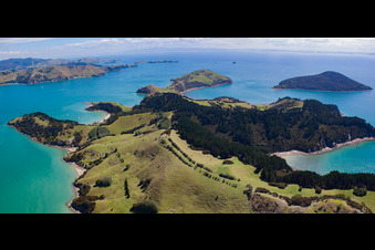 Whanganui Island in the state Waikato, New Zealand seen from above