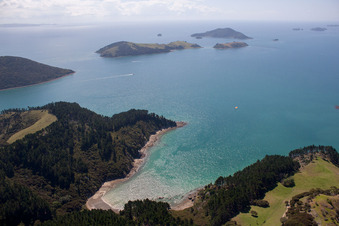 Bird's eye view of Whanganui Island in the state Waikato, New Zealand
