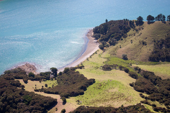 Whanganui Island in the state Waikato, New Zealand seen from a drone
