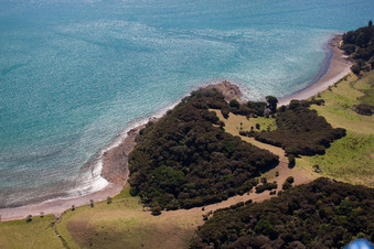 Aerial photograpy of Whanganui Island in the state Waikato, New Zealand