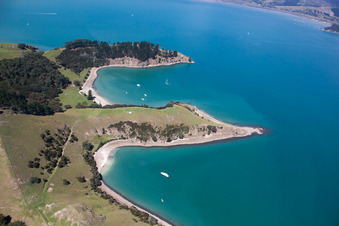 Whanganui Island in the state Waikato, New Zealand viewn from the air