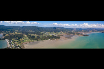 Aerial view of Panorama in Coromandel in the state Waikato, New Zealand