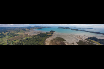 Aerial photograpy of Panorama in Coromandel in the state Waikato, New Zealand