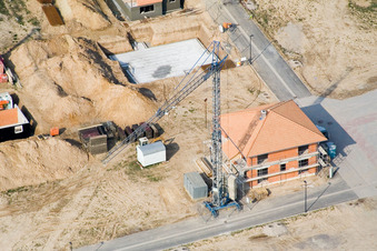 Drone recording of New development area Am Höhenweg in Kandel in the state Rhineland-Palatinate, Germany