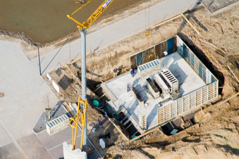 New development area Am Höhenweg in Kandel in the state Rhineland-Palatinate, Germany seen from a drone