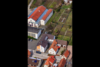 Raiffeisenstr in Minfeld in the state Rhineland-Palatinate, Germany from the plane