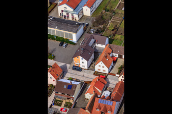 Bird's eye view of Raiffeisenstr in Minfeld in the state Rhineland-Palatinate, Germany