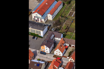 Raiffeisenstr in Minfeld in the state Rhineland-Palatinate, Germany viewn from the air