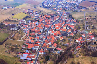 Village view in winter in the district Humprechtshausen in Riedbach in the state Bavaria, Germany