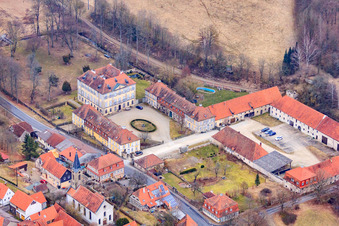 Aerial view of Castle Birkenfeld in the district Birkenfeld in Maroldsweisach in the state Bavaria, Germany