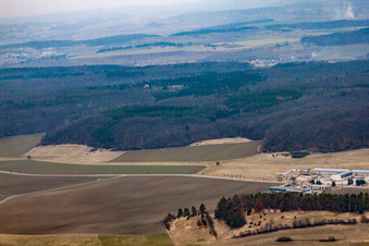Former agricultural airfield Westhausen info in sight in Westhausen in the state Thuringia, Germany