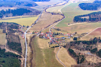 Village view in the Krecktal in the district Völkershausen in Heldburg in the state Thuringia, Germany