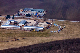 Aerial view of Info from the north in Westhausen in the state Thuringia, Germany