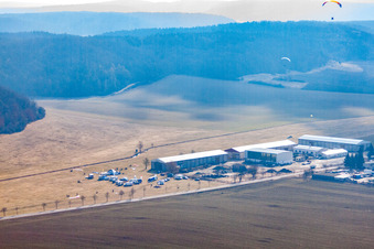 Aerial view of Info in Westhausen in the state Thuringia, Germany