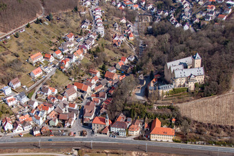Drone recording of Castle Mainberg in the district Mainberg in Schonungen in the state Bavaria, Germany