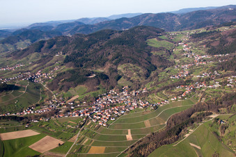 District Neusatz in Bühl in the state Baden-Wuerttemberg, Germany from above