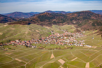 Aerial photograpy of From the west in the district Neuweier in Baden-Baden in the state Baden-Wuerttemberg, Germany
