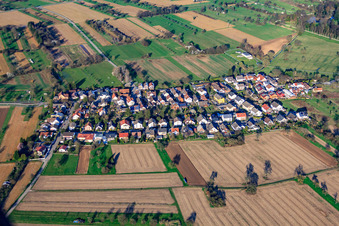 Residential area from the west in the district Förch in Rastatt in the state Baden-Wuerttemberg, Germany