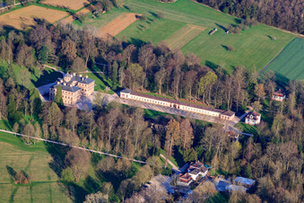 Aerial view of Favorite Castle in the district Förch in Rastatt in the state Baden-Wuerttemberg, Germany