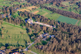 Aerial photograpy of Favorite Castle in the district Förch in Rastatt in the state Baden-Wuerttemberg, Germany