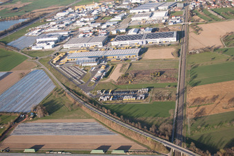 Aerial view of DACHSER Logistics Center Karlsruhe GmbH, Malsch in Malsch in the state Baden-Wuerttemberg, Germany