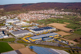 Warehouses and forwarding building of Dachser GmbH & Co.KG in Malsch in the state Baden-Wurttemberg from the plane