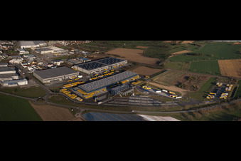 Panoramic perspective Warehouses and forwarding building of Dachser GmbH & Co.KG in Malsch in the state Baden-Wurttemberg