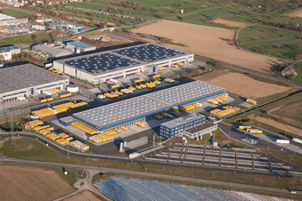 DACHSER Logistics Center Karlsruhe GmbH, Malsch in Malsch in the state Baden-Wuerttemberg, Germany from the plane