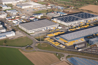 Bird's eye view of DACHSER Logistics Center Karlsruhe GmbH, Malsch in Malsch in the state Baden-Wuerttemberg, Germany