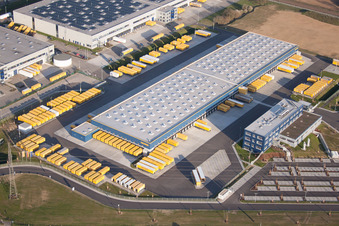 Aerial view of DACHSER Logistics Center Karlsruhe GmbH, Malsch in Malsch in the state Baden-Wuerttemberg, Germany