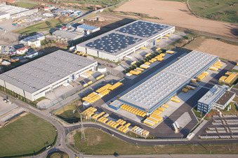 Aerial photograpy of DACHSER Logistics Center Karlsruhe GmbH, Malsch in Malsch in the state Baden-Wuerttemberg, Germany