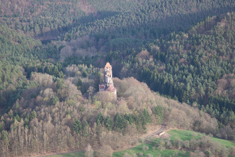 Erlenbach bei Dahn in the state Rhineland-Palatinate, Germany seen from above