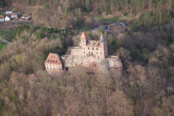 Drone image of Erlenbach bei Dahn in the state Rhineland-Palatinate, Germany