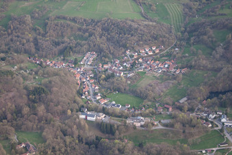 Oblique view of Near Wissembourg in Weiler in the state Bas-Rhin, France