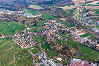 District Altenstadt in Wissembourg in the state Bas-Rhin, France seen from a drone