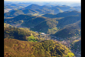 Village in the Dernbachtal from the northeast in Ramberg in the state Rhineland-Palatinate, Germany