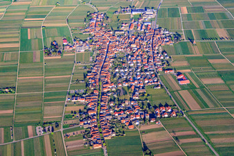 Wine-growing village between vineyards from the west in Rhodt unter Rietburg in the state Rhineland-Palatinate, Germany
