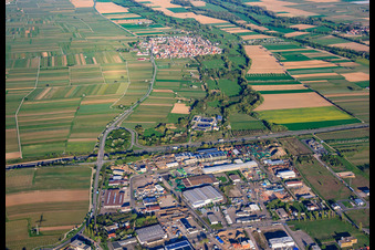 Industrial area Industriering with SW-Stahlhandel GmbH on the A65 in Edenkoben in the state Rhineland-Palatinate, Germany