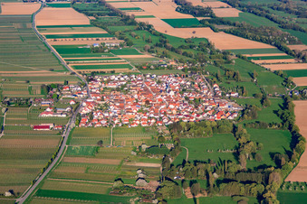 Village on the Triefenbach from the west in Venningen in the state Rhineland-Palatinate, Germany